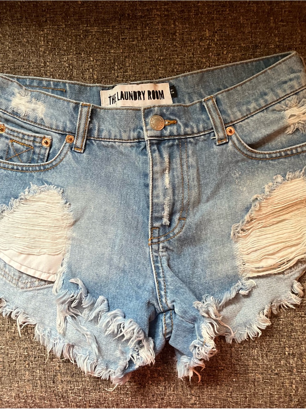 The Laundry Room Women's Light Blue Distressed Denim Cutoff Shorts